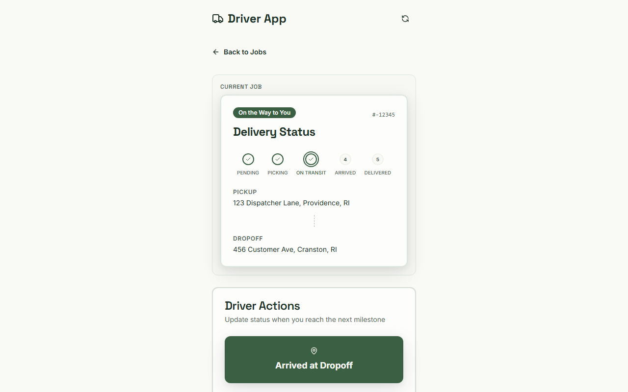 Driver workflow demo — screenshot from the original project