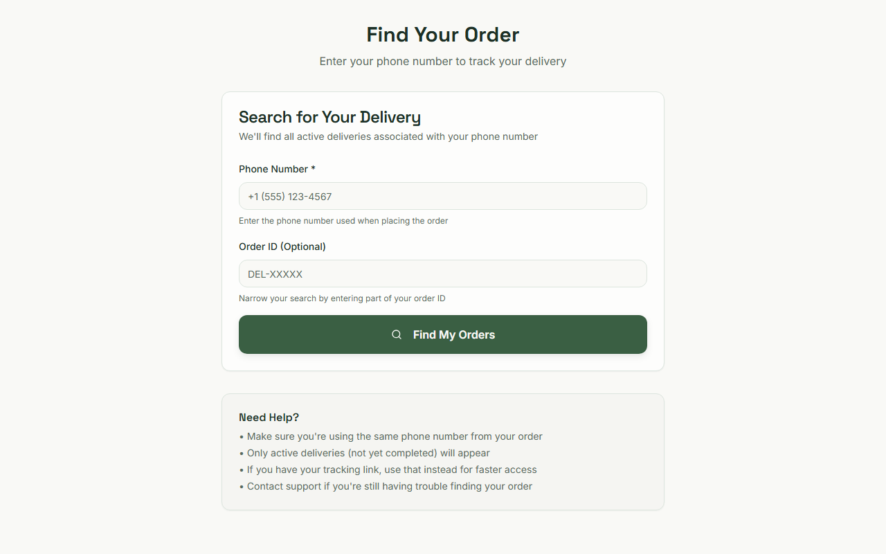 Customer order lookup — screenshot from the original project
