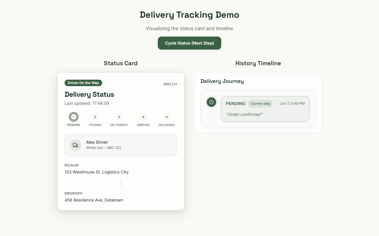 Delivery tracking demo — screenshot from the original project